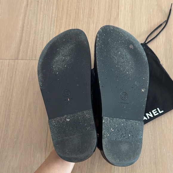 CHANEL Black Quilted Leather Dad Sandals - Picture 2 of 6